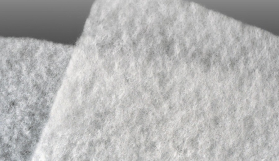 Close-up of white needle-punched AeroTex fabric