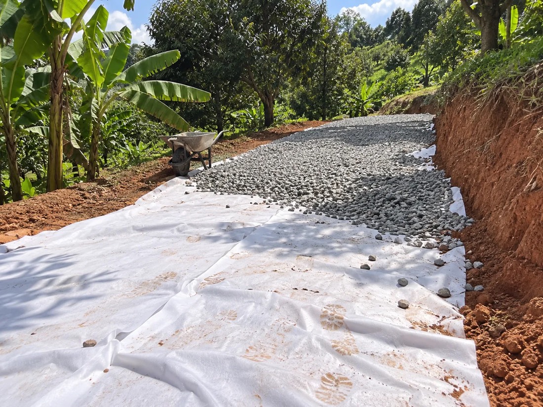 AeroTex under crushed stone on a durian farm road