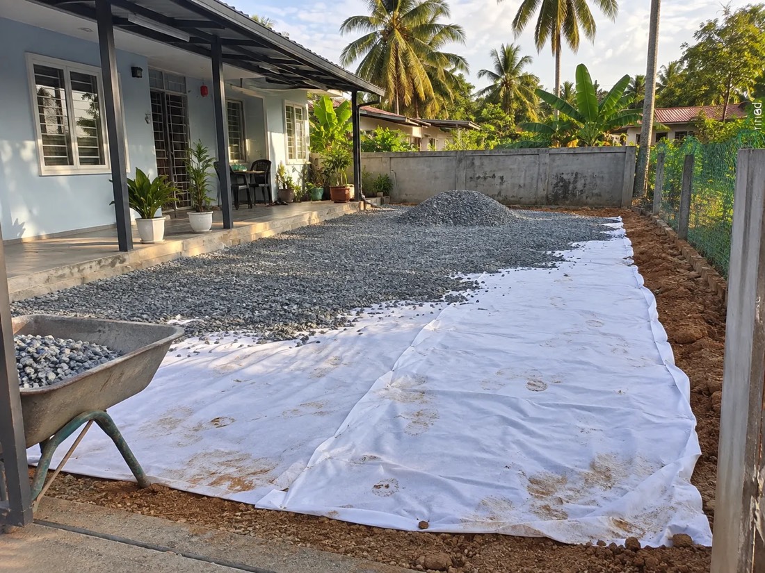 AeroTex under crusher run in a house compound